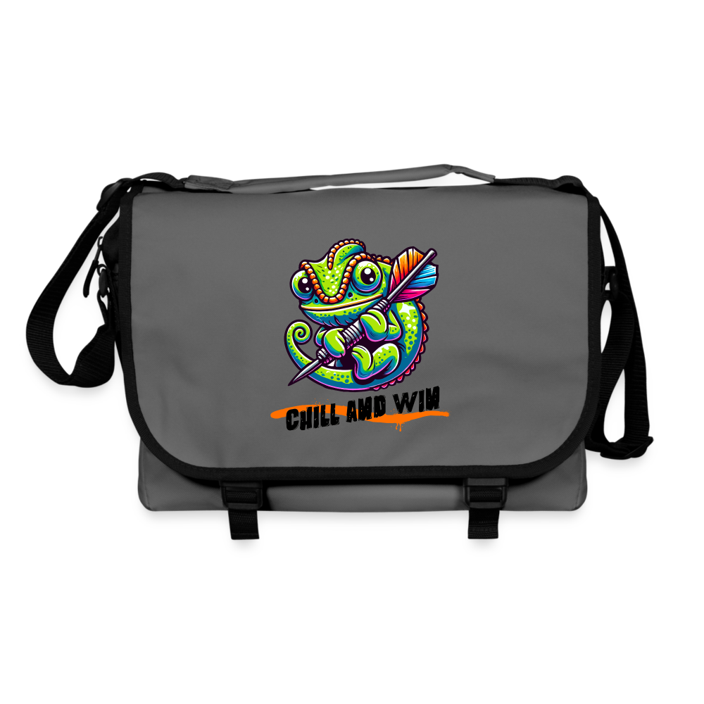 Darts-Umhängetasche Motiv "Chill and Win" - Graphit/Schwarz
