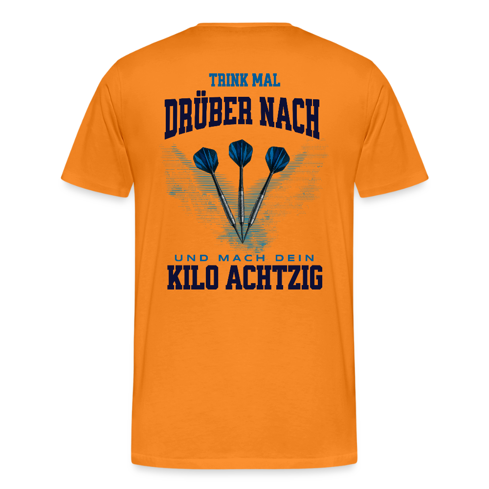 Premium Darts T-Shirt Motiv "Kilo Achtzig" fuer maenner (druck hinten) - Orange