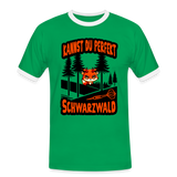 Kontrast-Darts-T-Shirt Motiv "Schwarzwald Perfekt" - Kelly Green/Weiß