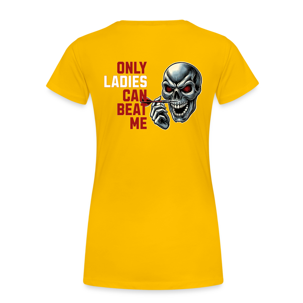 Premium Darts-T-Shirt Motiv "Only Ladies Skull" - Sonnengelb
