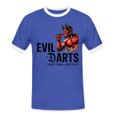 Männer Darts-Kontrast-T-Shirt Motiv "Don't Pray" fuer maenner (Druck vorne) - Blau/Weiß