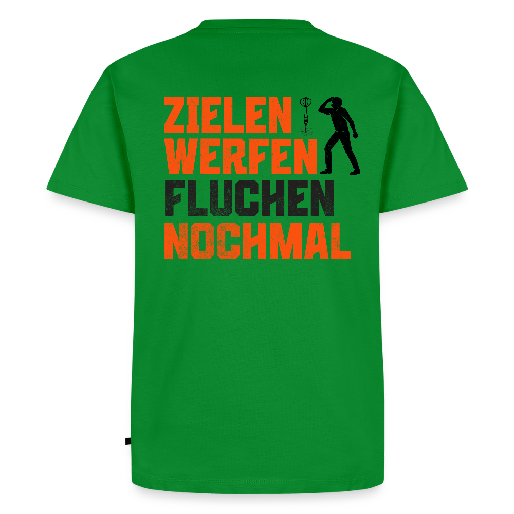 Premium-Darts-T-Shirt Motiv "Dartsfluch" (druck hinten) - Grün
