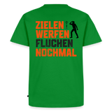 Premium-Darts-T-Shirt Motiv "Dartsfluch" (druck hinten) - Grün