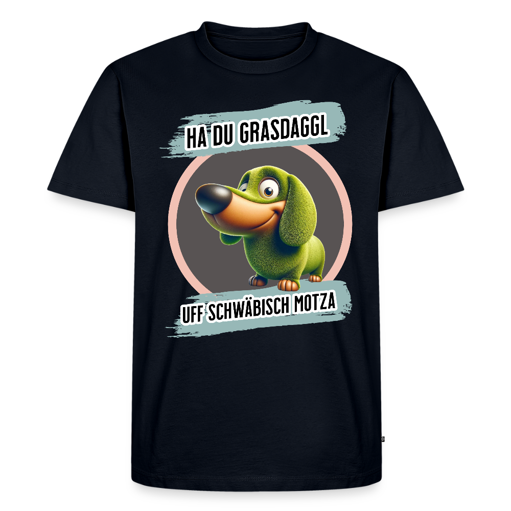 Maenner Fun T-Shirt Motiv "Ha du Grasdaggl" - Navy