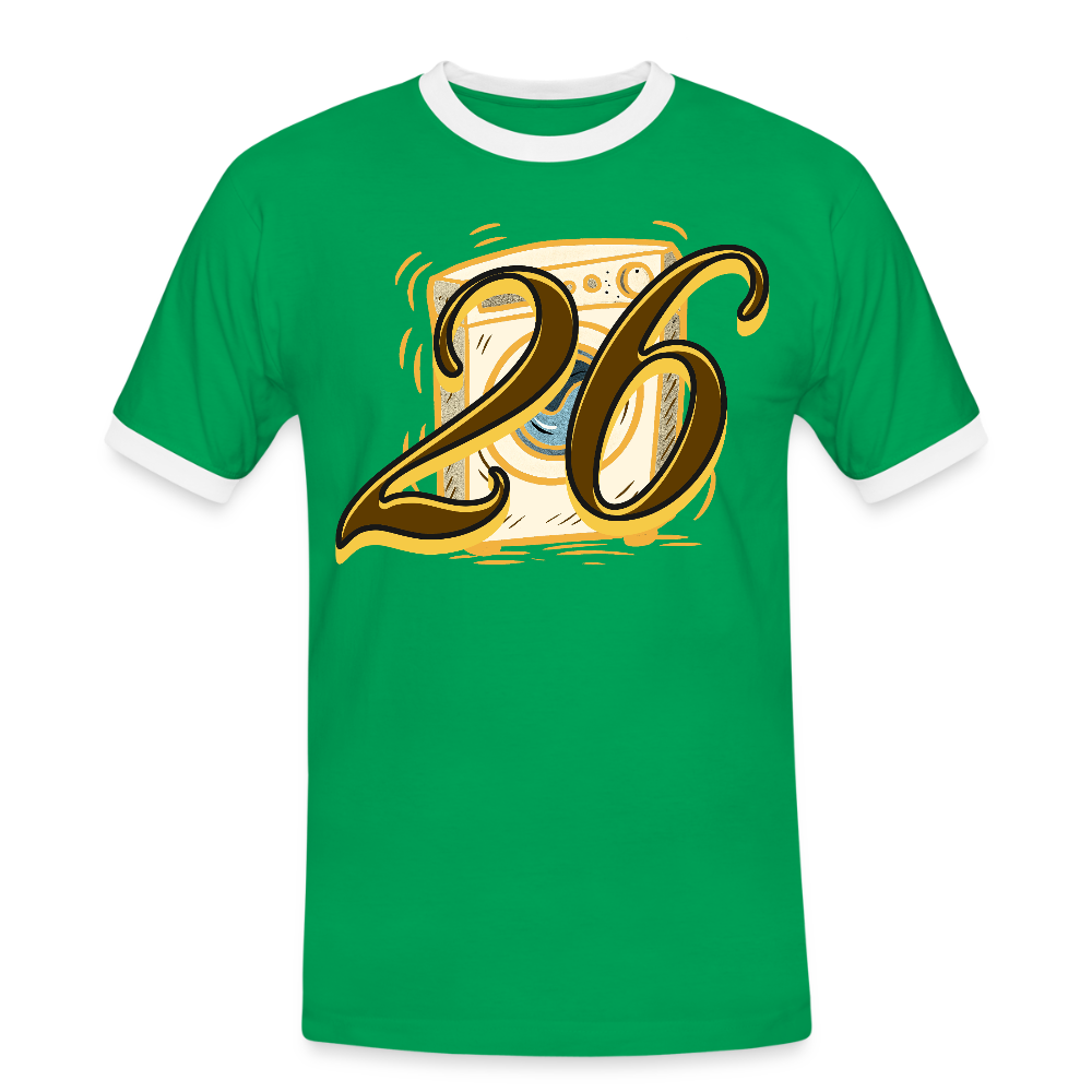 Kontrast Darts T-Shirt Motiv Waschmaschine 1 fuer Maenner druck vorne - Kelly Green/Weiß