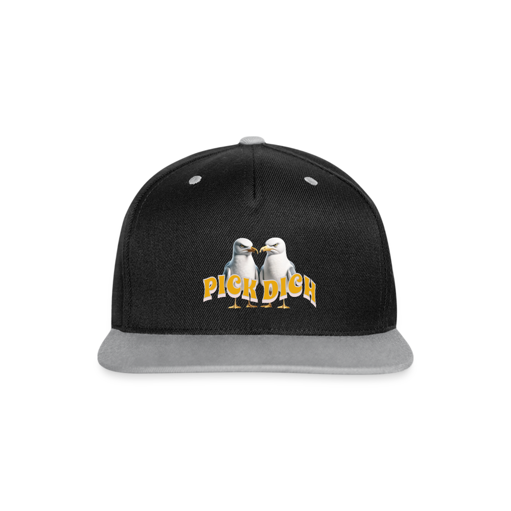 Kontrast Snapback Motiv "Pick Dich" - Schwarz/Grau