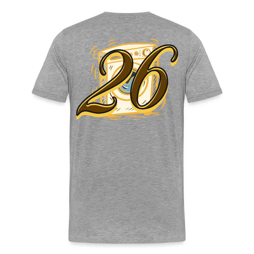 Kontrast Darts T-Shirt Motiv "Waschmaschine 1" fuer maenner (druck hinten)) - Grau meliert