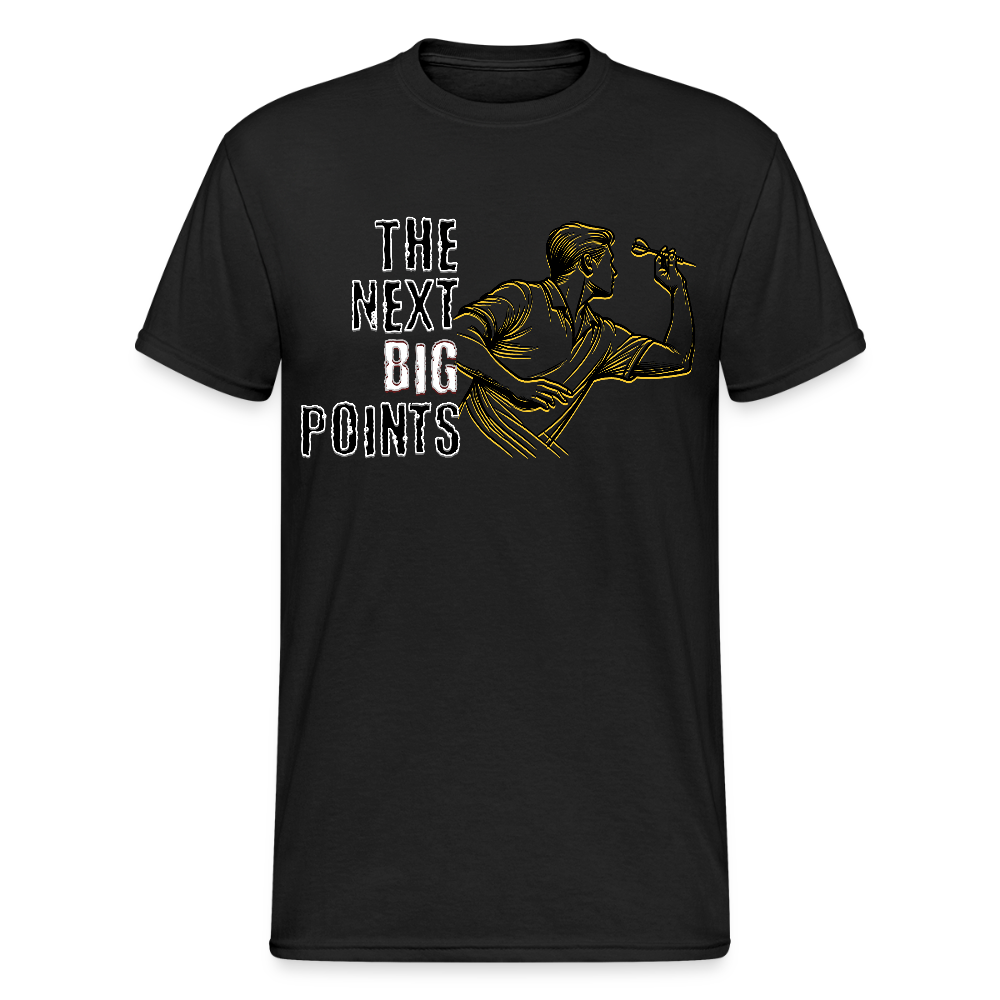 Gildan Heavy Darts T-Shirt Motiv "Next Big Points" fuer maenner (druck vorne) - Schwarz