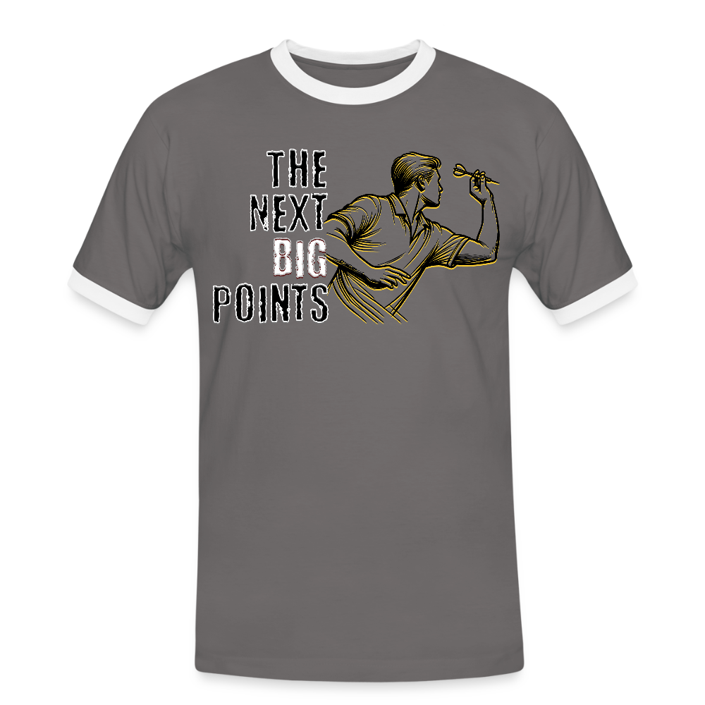 Kontrast Darts T-Shirt Motiv "Next Big Points" fuer maenner (druck vorne) - Dunkelgrau/Weiß