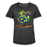 Vintage Darts-T-Shirt Motiv "Chill and Win" (Druck vorne) - Vintage Schwarz