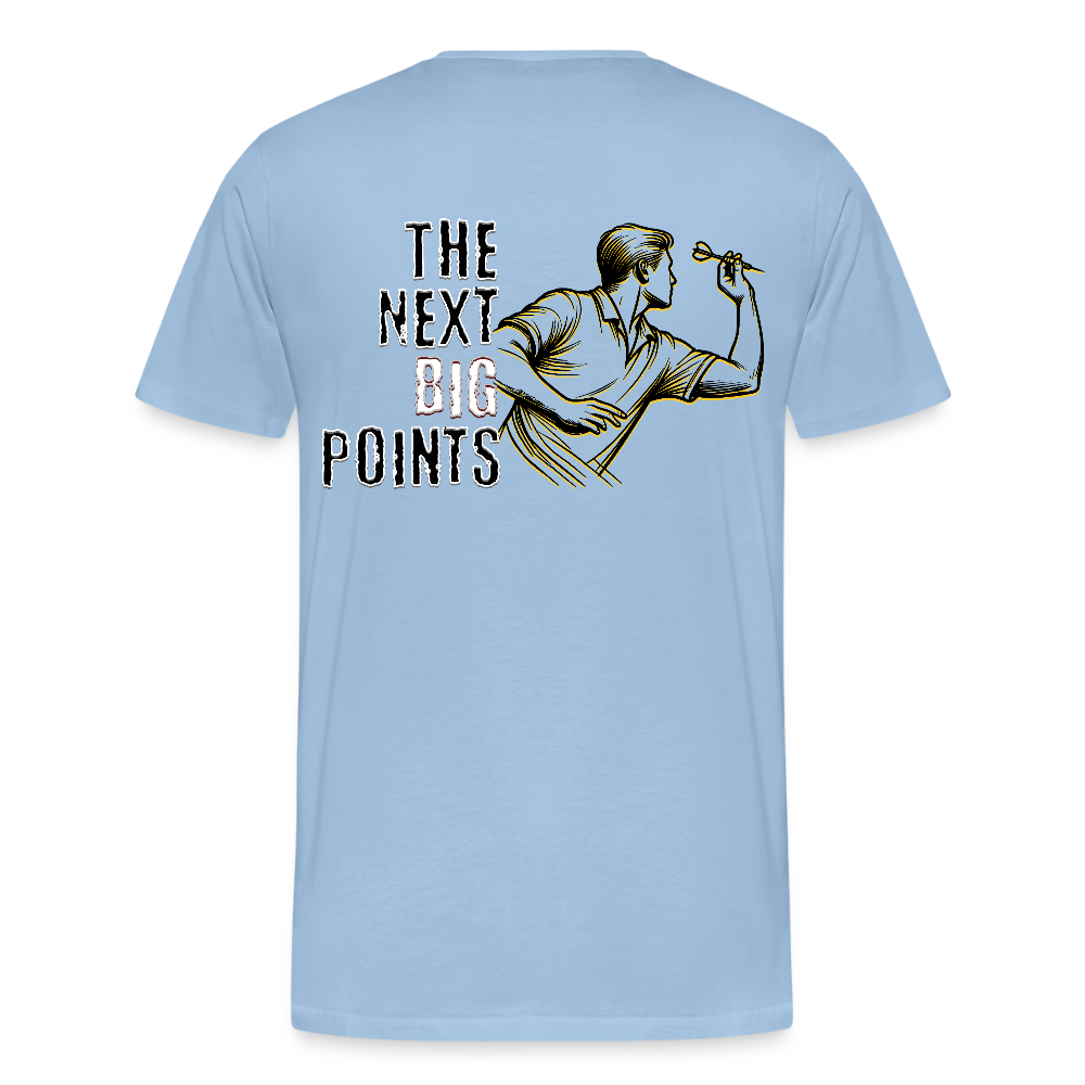 Premium Darts T-Shirt Motiv "Next Big Points" - Sky