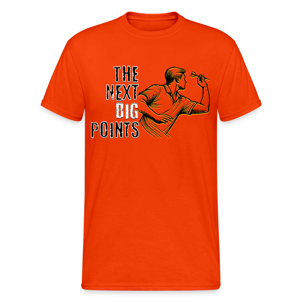 Gildan Heavy Darts T-Shirt Motiv "Next Big Points" fuer maenner (druck vorne) - kräftig Orange