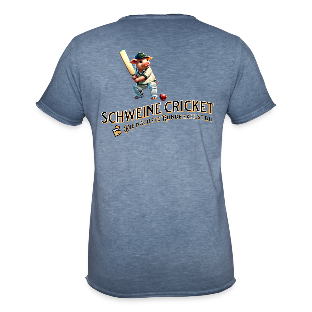 Vintage Darts T-Shirt Motiv "Schweine Cricket" fuer Maenner (druck hinten) - Vintage Denim
