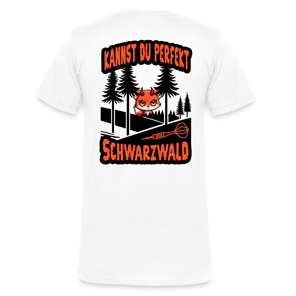 Bio-Darts T-Shirt mit V-Ausschnitt Motiv "Schwarzwald Perfekt" - Weiß