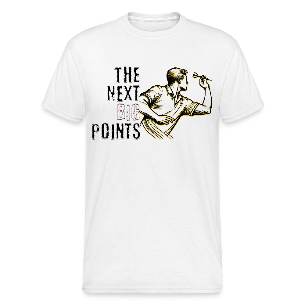 Gildan Heavy Darts T-Shirt Motiv "Next Big Points" fuer maenner (druck vorne) - Weiß