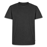 Premium Darts-T-Shirt fuer Maenner Motiv "Don't Pray" (Druck hinten dunkel) - Anthrazit meliert