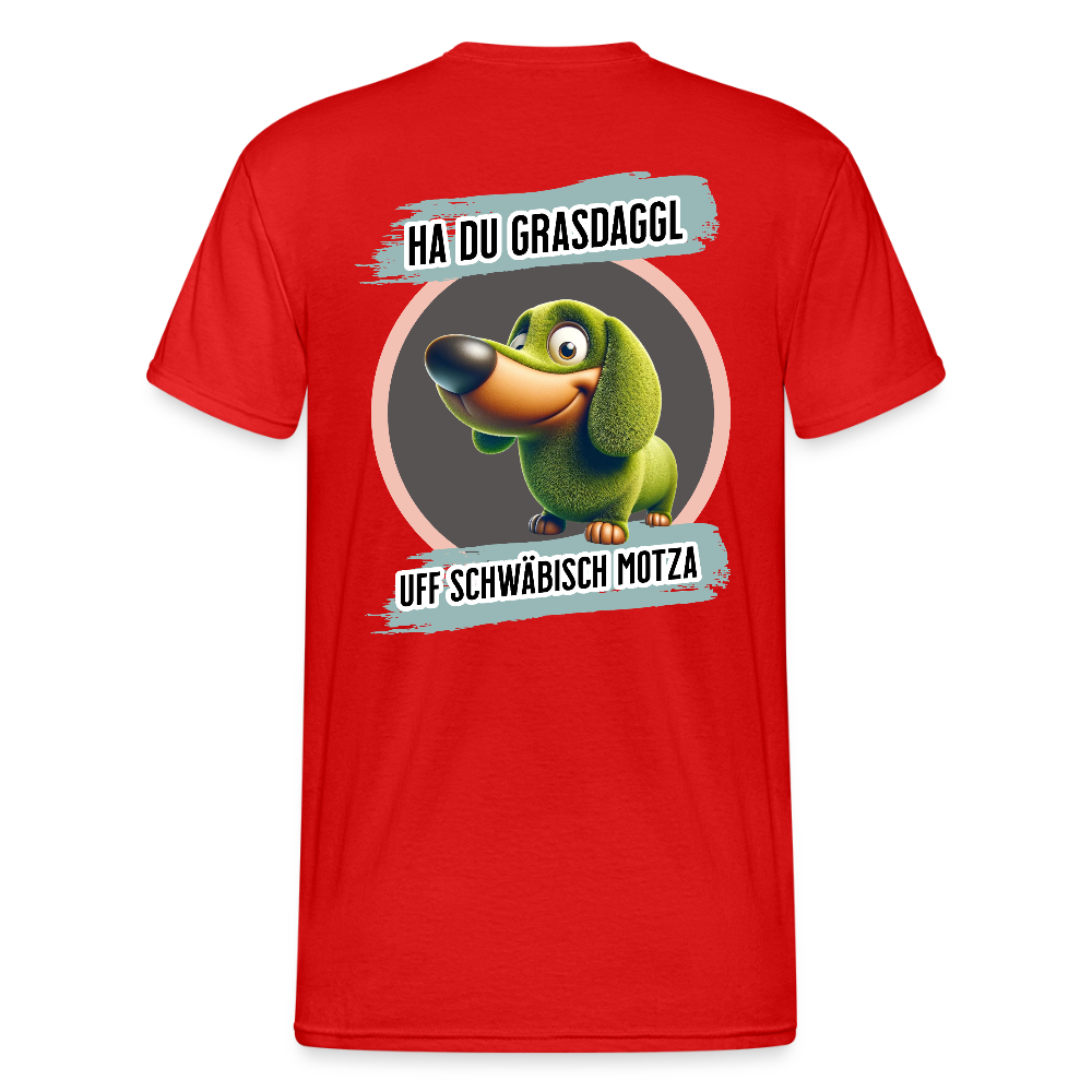 Gildan Fun T-Shirt Motiv "Ha du Grasdaggl" (Druck hinten) - Rot