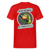 Gildan Fun T-Shirt Motiv "Ha du Grasdaggl" (Druck hinten) - Rot