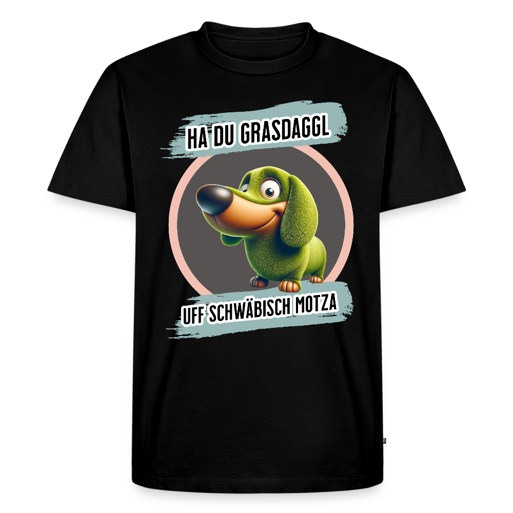 Maenner Fun T-Shirt Motiv "Ha du Grasdaggl" - Schwarz