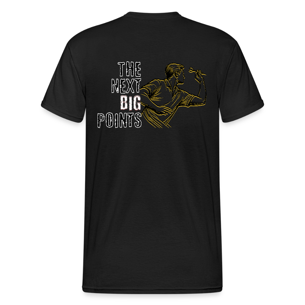Gildan Heavy Darts T-Shirt Motiv "Next Big Points" fuer maenner (druck hinten) - Schwarz