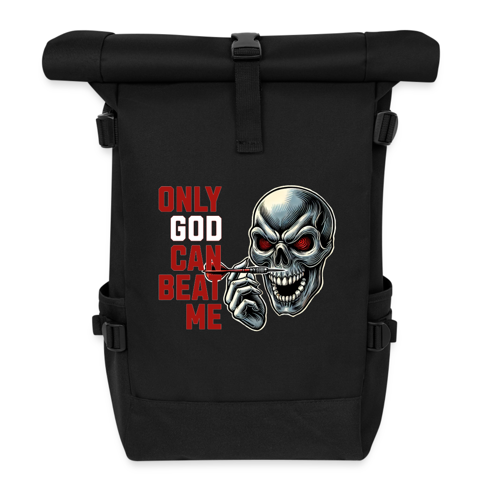 Rolltop Darts-Rucksack Motiv "Only God" - Schwarz