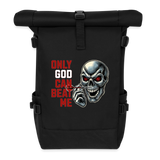Rolltop Darts-Rucksack Motiv "Only God" - Schwarz