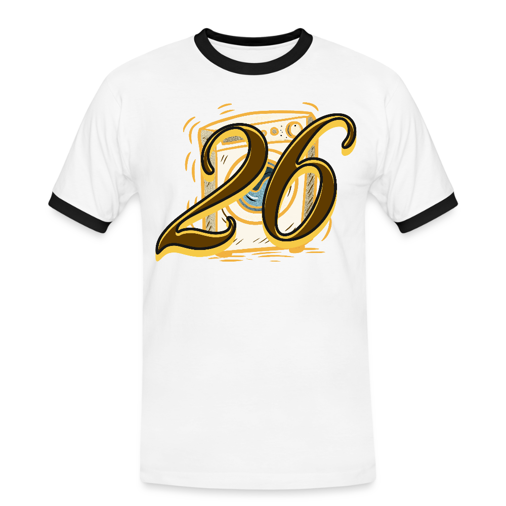 Kontrast Darts T-Shirt Motiv Waschmaschine 1 fuer Maenner druck vorne - Weiß/Schwarz