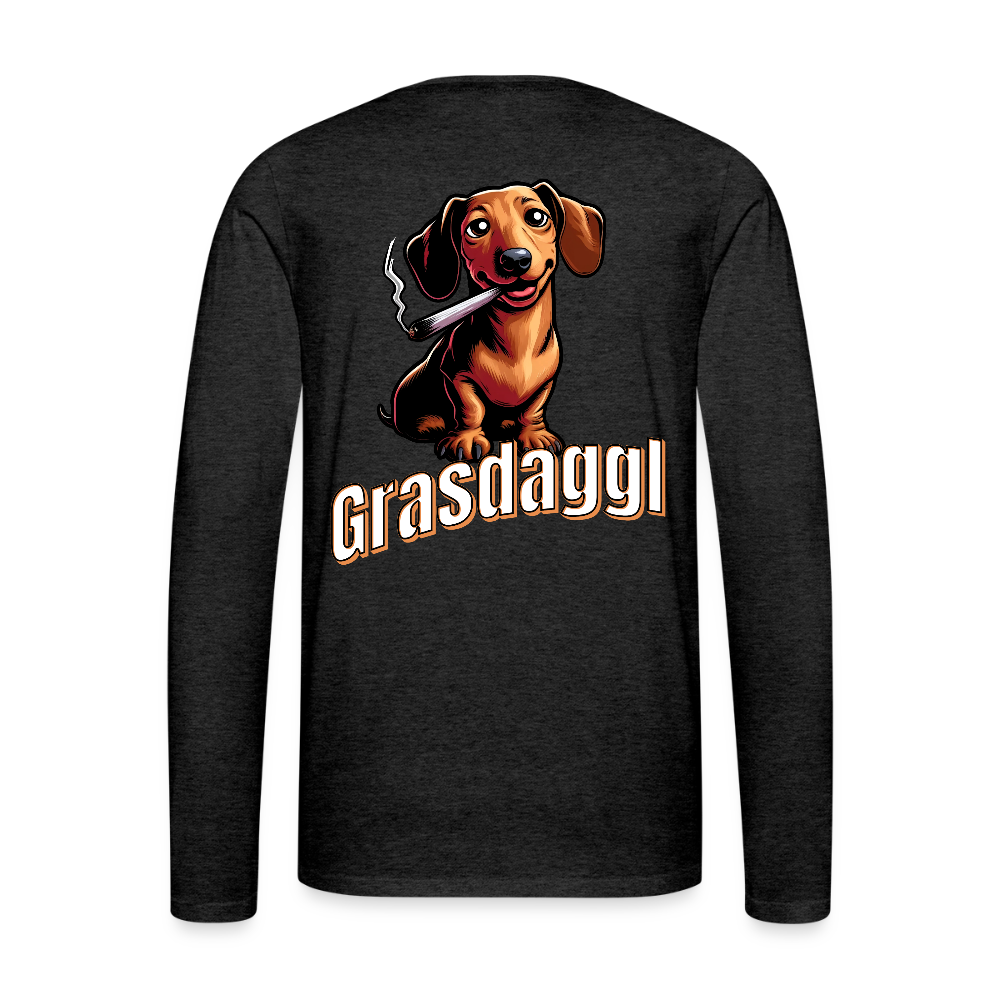 Männer Premium Langarmshirt Motiv Grasdaggl fuer Maenner (Druck vorne) - Anthrazit