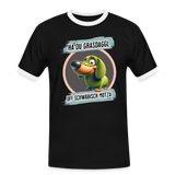 Kontrast Fun T-Shirt Motiv "Ha du Grasdaggl" (Druck vorne) - Schwarz/Weiß