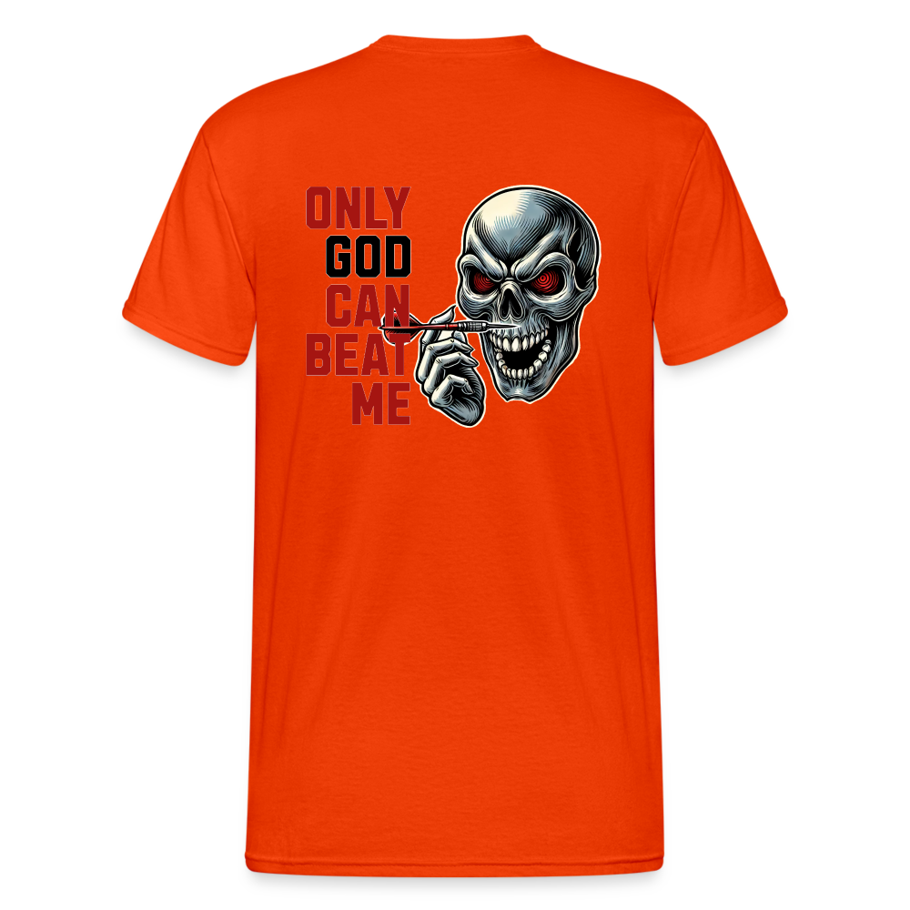 Gildan Heavy Darts-T-Shirt fuer Maenner: (Motiv Only God, drei Farben) - kräftig Orange