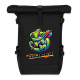 Darts-Rolltop-Rucksack Motiv "Chill and Win" - Schwarz