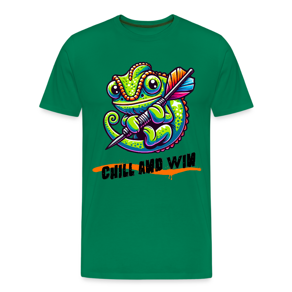 Gildan Heavy Darts-T-Shirt fuer Maenner Motiv "Chill and Win" (Druck vorne) - Kelly Green