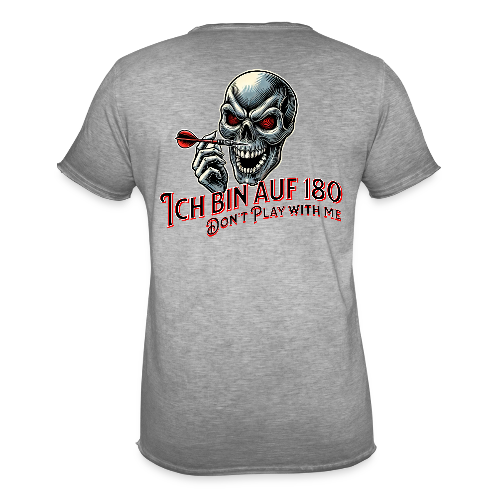 Vintage Darts T-Shirt Motiv "Auf 180" fuer Maenner (druck hinten) - Vintage Grau