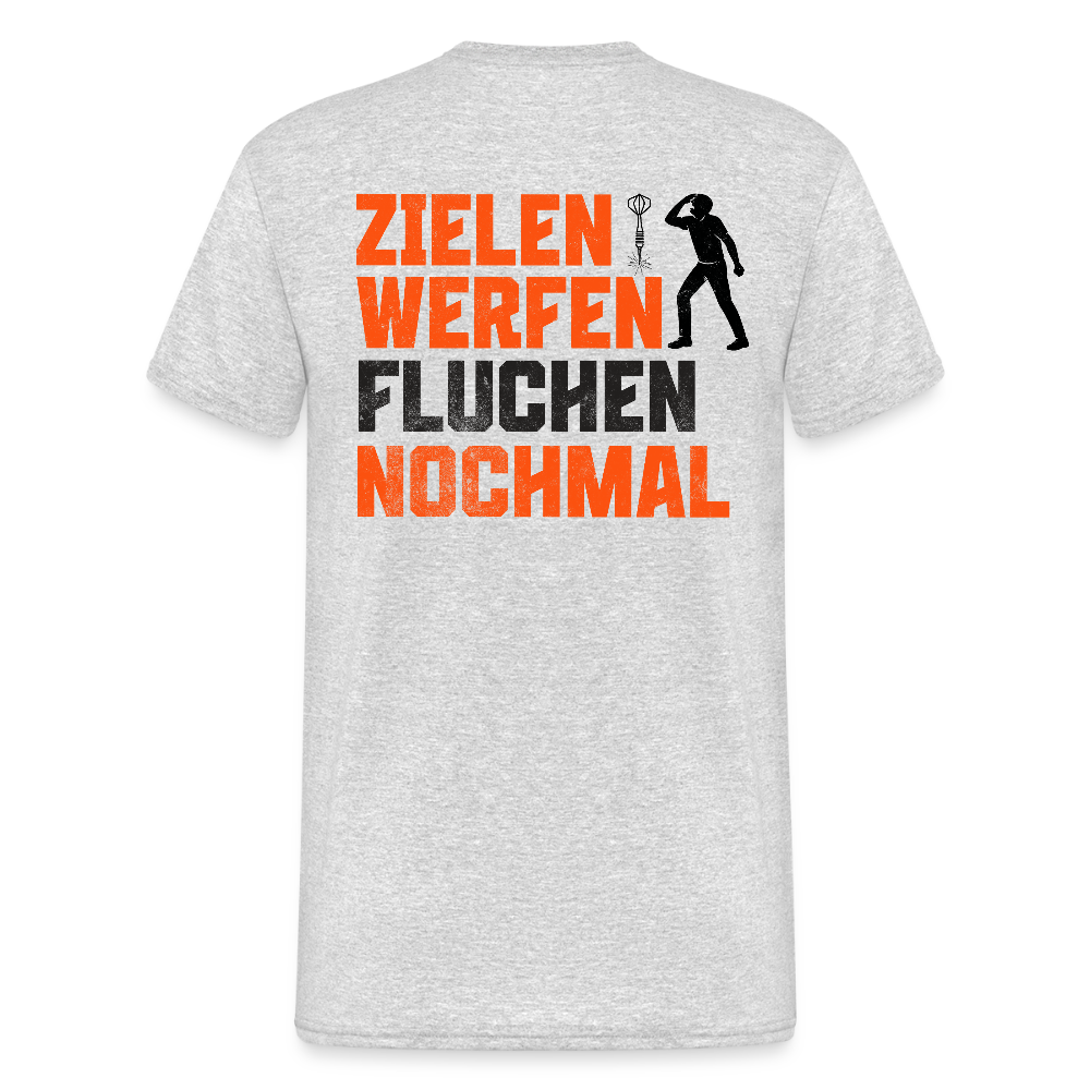 Gildan-Heavy-Darts-T-Shirt Motiv "Dartsfluch" (druck hinten) - Grau meliert
