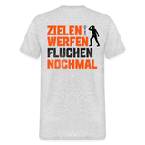 Gildan-Heavy-Darts-T-Shirt Motiv "Dartsfluch" (druck hinten) - Grau meliert