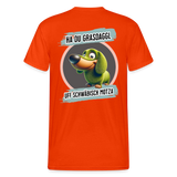 Gildan Fun T-Shirt Motiv "Ha du Grasdaggl" (Druck hinten) - kräftig Orange