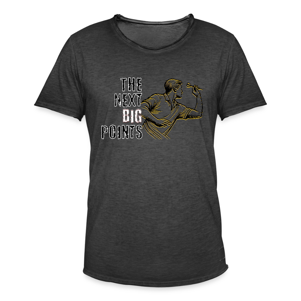Vintage Darts T-Shirt Motiv "Next Big Points" (Druck vorne) - Vintage Schwarz