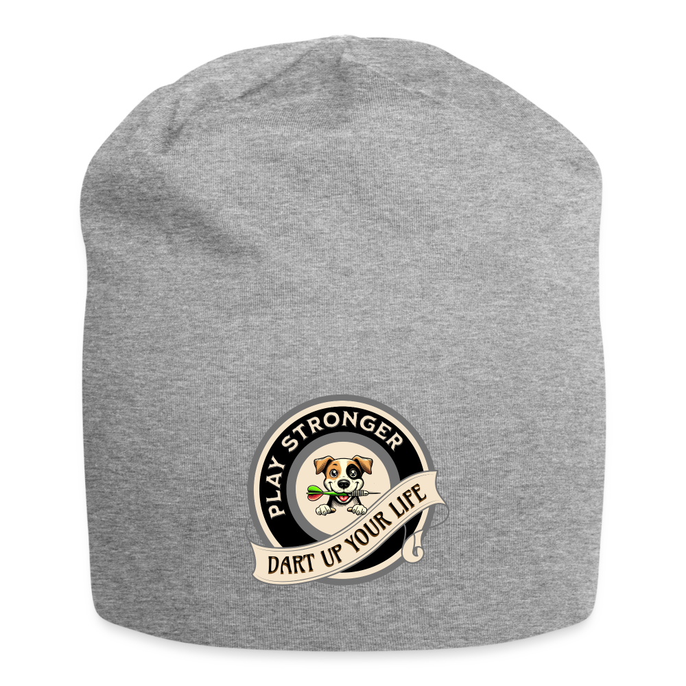Jersey-Darts-Beanie Motiv "Play Stronger" Unisex - Grau meliert