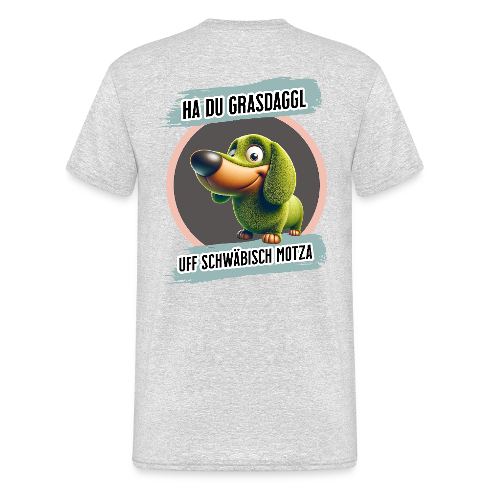 Gildan Fun T-Shirt Motiv "Ha du Grasdaggl" (Druck hinten) - Grau meliert