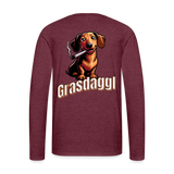 Männer Premium Langarmshirt Motiv Grasdaggl fuer Maenner (Druck vorne) - Bordeauxrot meliert