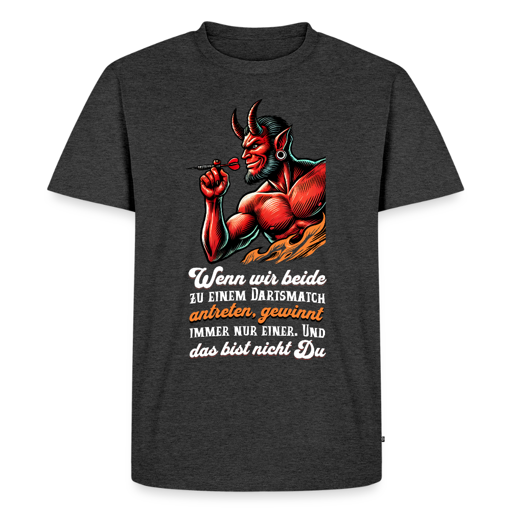 Darts-T-Shirt Motiv "Matchwinner" fuer maenner (Druck vorne, dunkle stoffe) - Anthrazit meliert