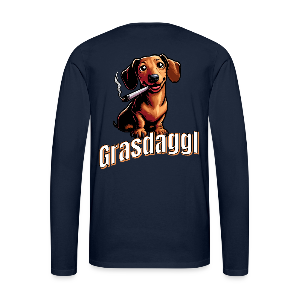 Männer Premium Langarmshirt Motiv Grasdaggl fuer Maenner (Druck vorne) - Navy