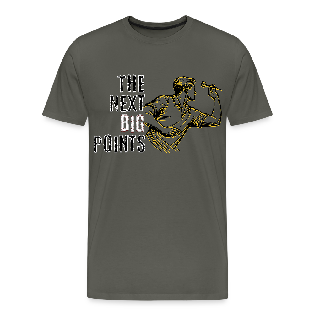 Premium Darts T-Shirt Motiv "Next Big Points" - Asphalt