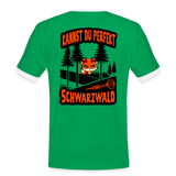 Kontrast-Darts-T-Shirt Motiv "Schwarzwald Perfekt" - Kelly Green/Weiß
