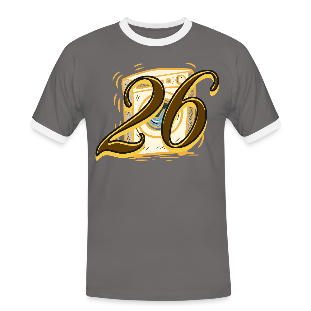 Kontrast Darts T-Shirt Motiv Waschmaschine 1 fuer Maenner druck vorne - Dunkelgrau/Weiß