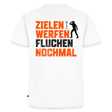 Premium-Darts-T-Shirt Motiv "Dartsfluch" (druck hinten) - Weiß