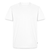 Premium Darts-T-Shirt fuer Maenner Motiv "Don't Pray" (Druck hinten hell) - Weiß