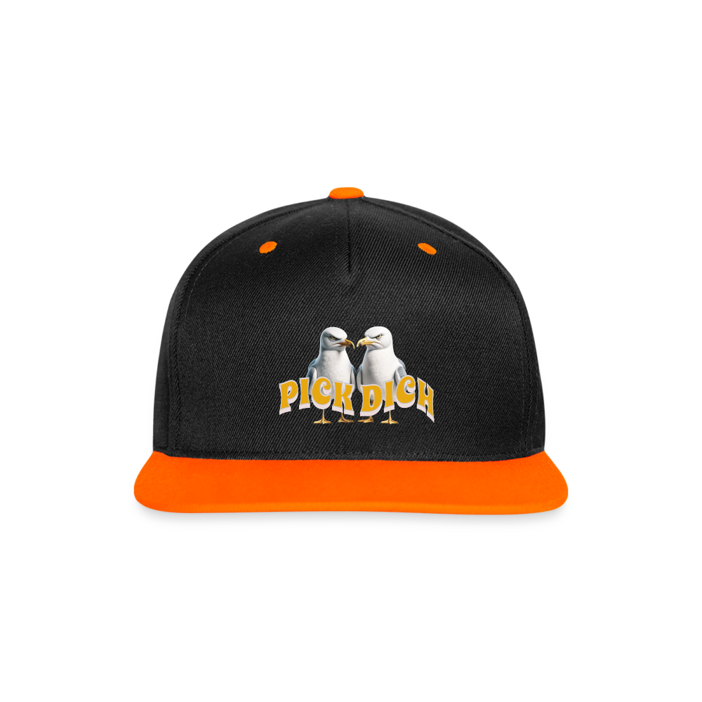 Kontrast Snapback Motiv "Pick Dich" - Schwarz/Neonorange