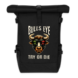 Darts-Rolltop-Rucksack-Motiv "Try or die" - Schwarz