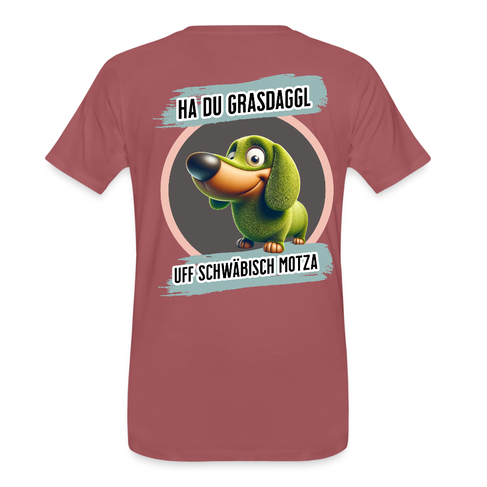 Fun T-Shirt Motiv "Ha du Grasdaggl" - washed Burgundy